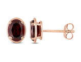 1 7/8 Carat (ctw) Garnet Oval Stud Earrings in 14K Rose Pink Gold